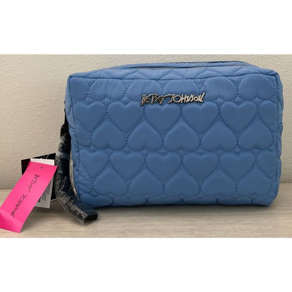 Betsey Johnson CBJ-1092 Periwinkle Blue Double Zip Weekender Cosmetic Bag $68+ - Picture 1 of 11